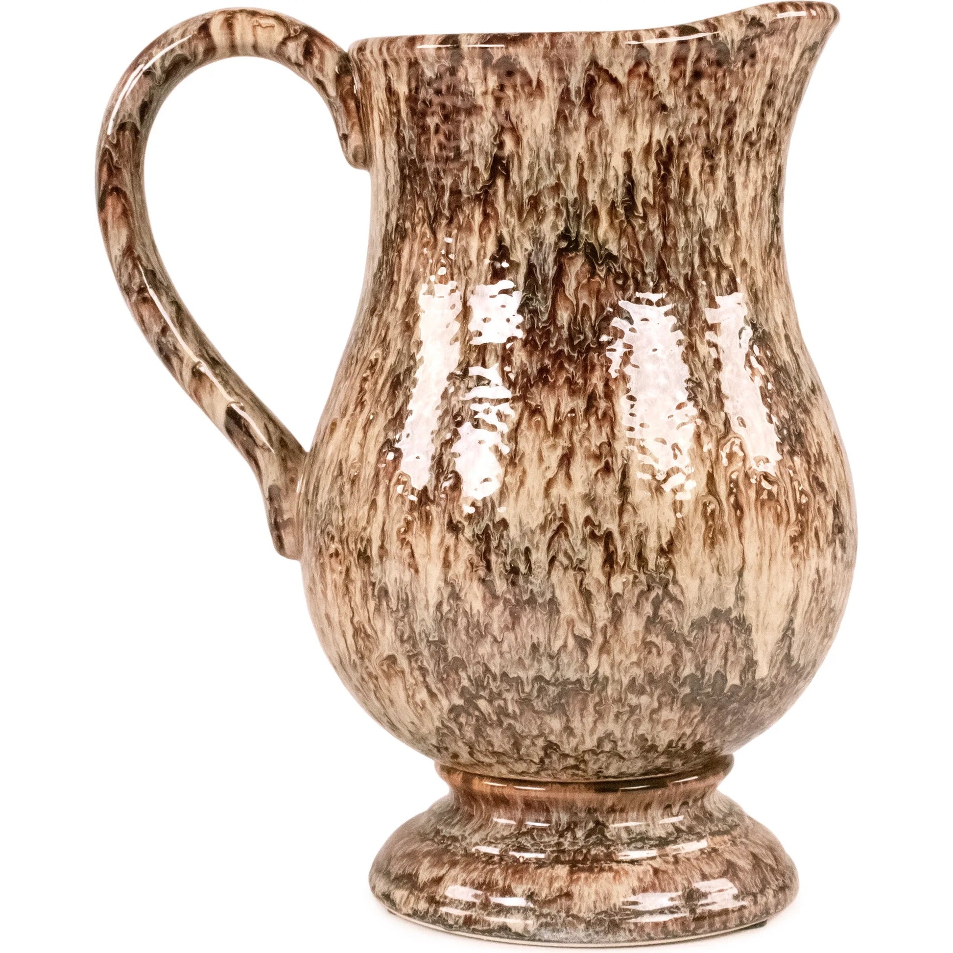 Distressed Pitcher by Zentique in neutral drip texture. Made from ceramic in a rustic style.