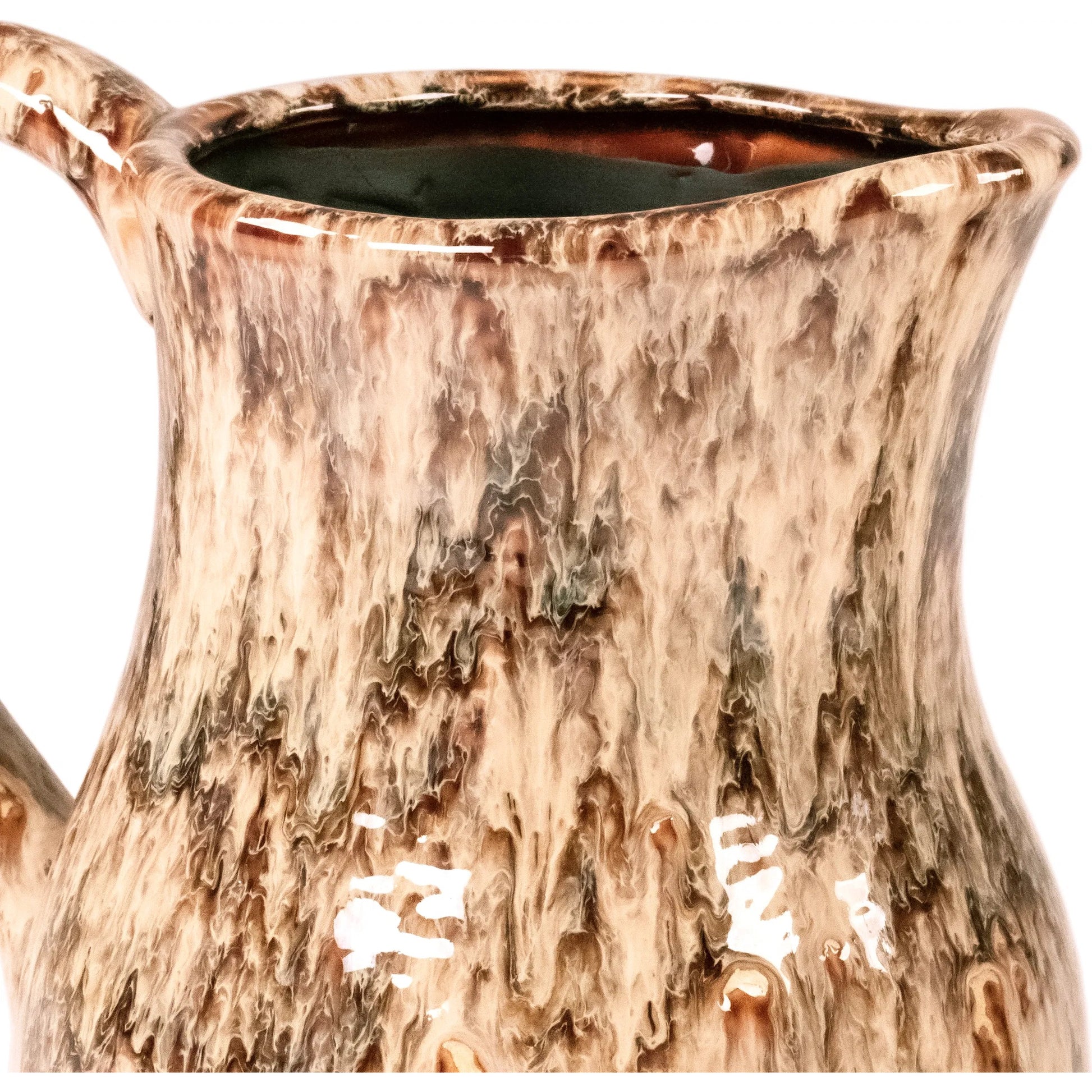 Distressed Pitcher by Zentique in neutral drip texture. Made from ceramic in a rustic style.
