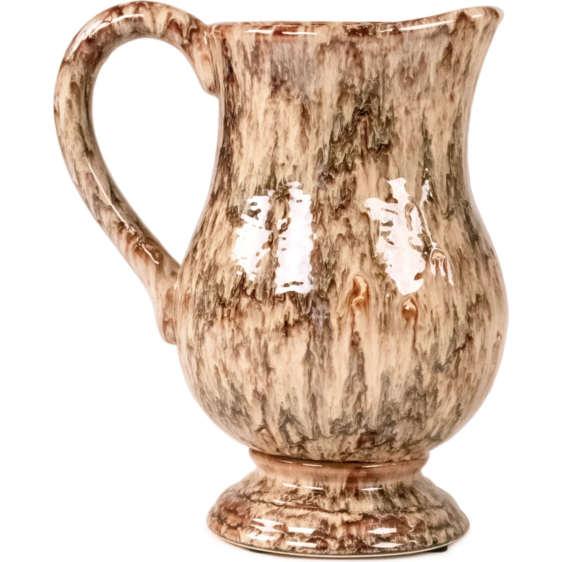 Distressed Pitcher by Zentique in neutral drip texture. Made from ceramic in a rustic style.