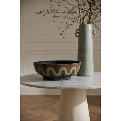 Undula Bowl by Accent Decor in brown. Made from ceramic in a rustic style.
