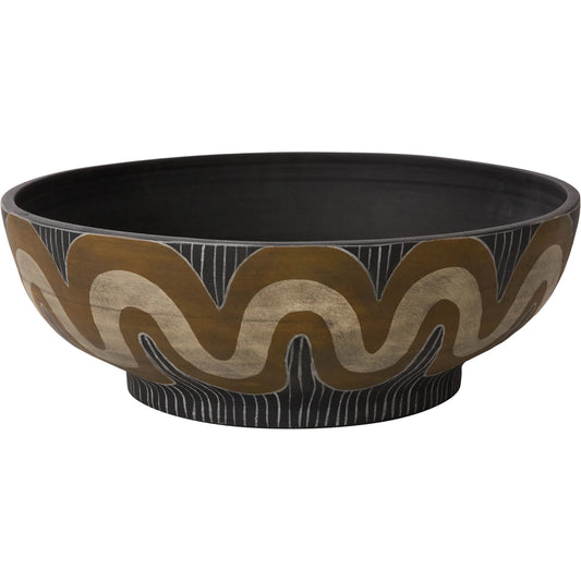 Undula Bowl by Accent Decor in brown. Made from ceramic in a rustic style.
