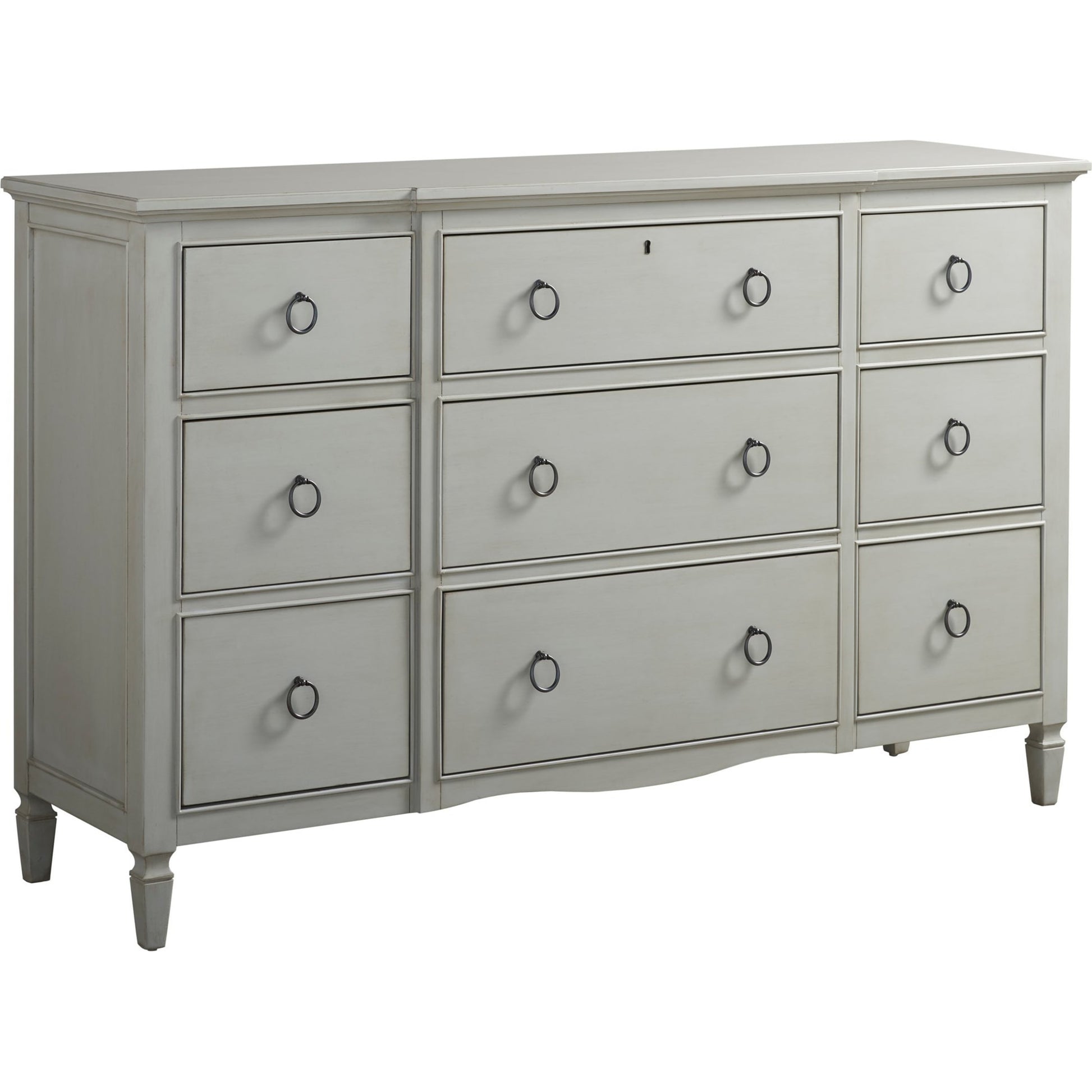 Summer Hill Dresser by Universal Furniture in antique bronze and cotton. Made from unique in a transitional style.