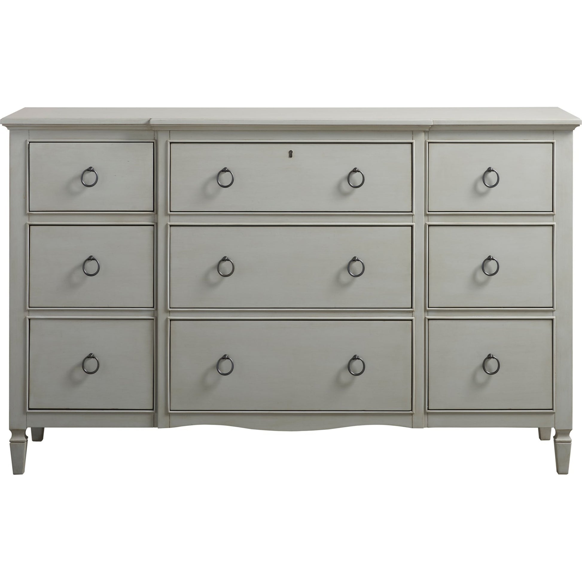 Summer Hill Dresser by Universal Furniture in antique bronze and cotton. Made from unique in a transitional style.