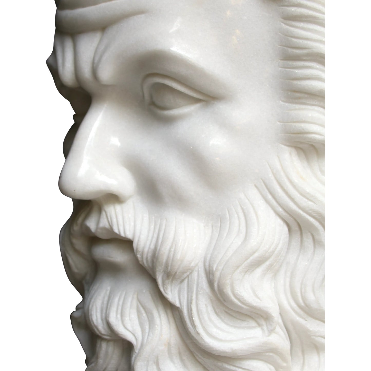 005 SI-2007766 | Closeup | Hector Marble Bust Sculpture by Currey and Company in white. Made from marble in a traditional style.