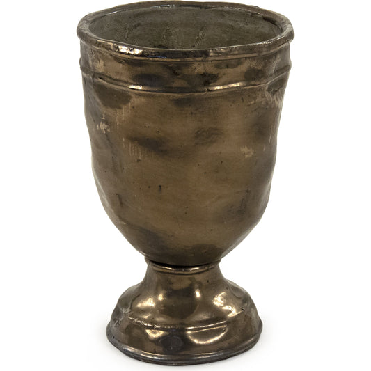 Distressed Bronze Vase by Zentique in distressed metallic bronze and stoneware. Made from stoneware in a traditional style.