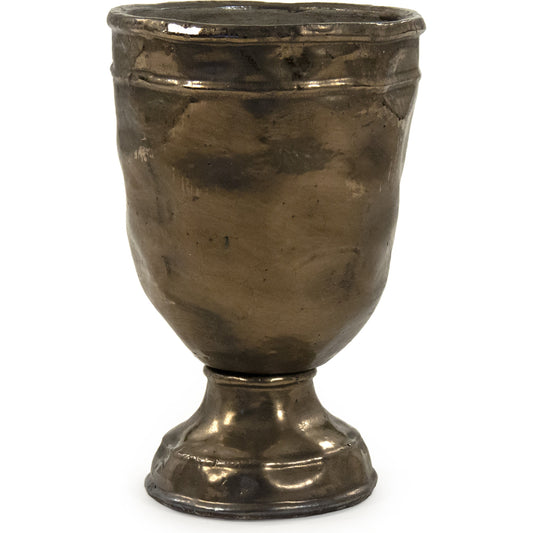 Distressed Bronze Vase by Zentique in distressed metallic bronze and stoneware. Made from stoneware in a traditional style.