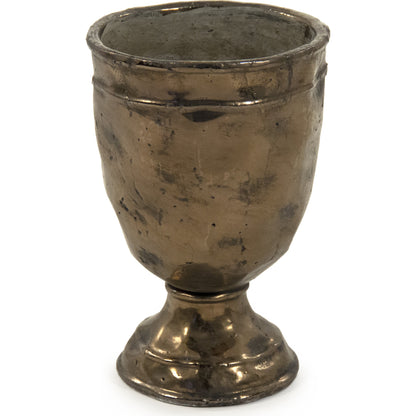 Distressed Bronze Vase by Zentique in distressed metallic bronze and stoneware. Made from stoneware in a traditional style.