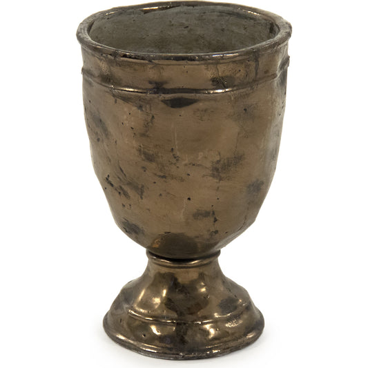 Distressed Bronze Vase by Zentique in distressed metallic bronze and stoneware. Made from stoneware in a traditional style.