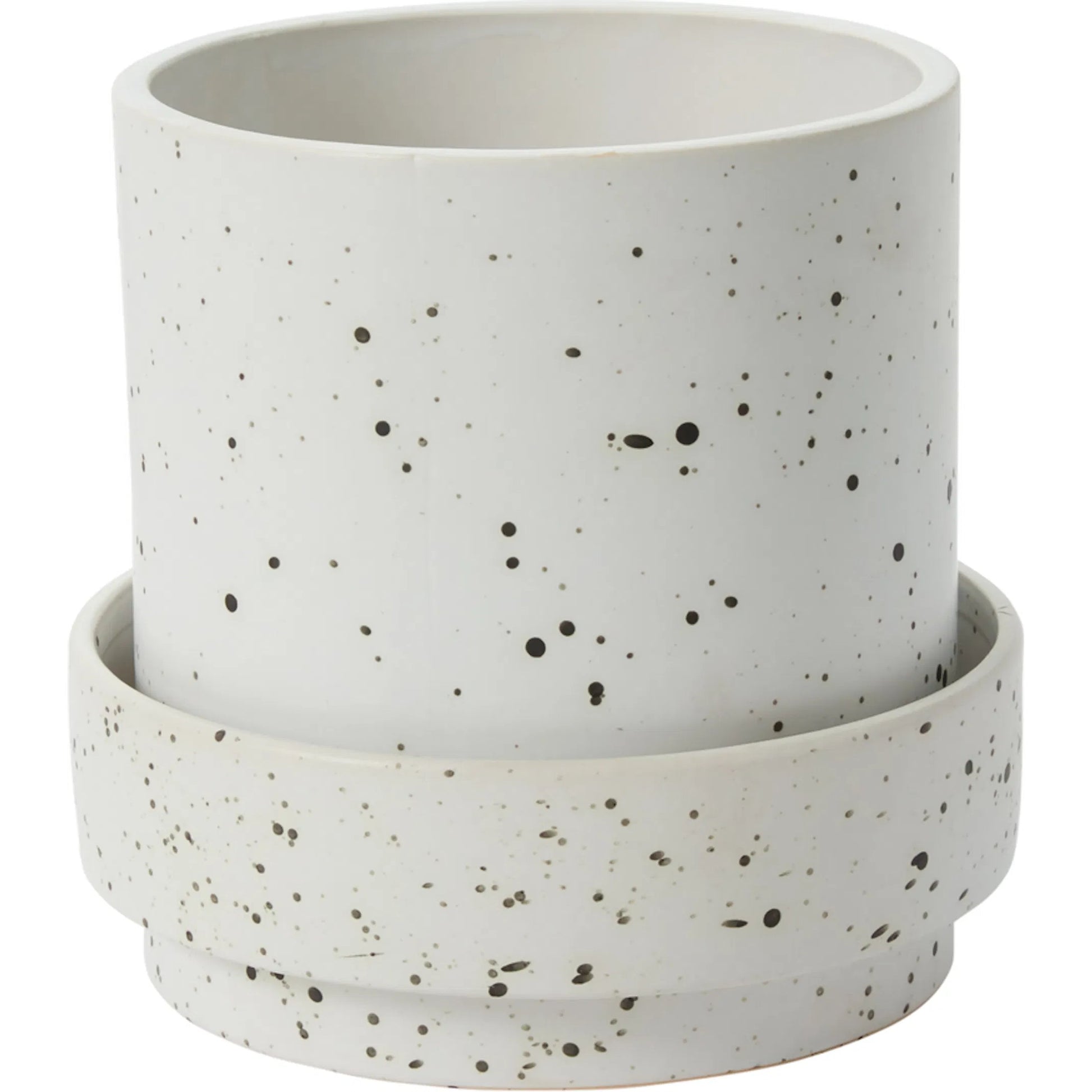 Claton Pot with Saucer by Accent Decor. Made from ceramic in a modern style.
