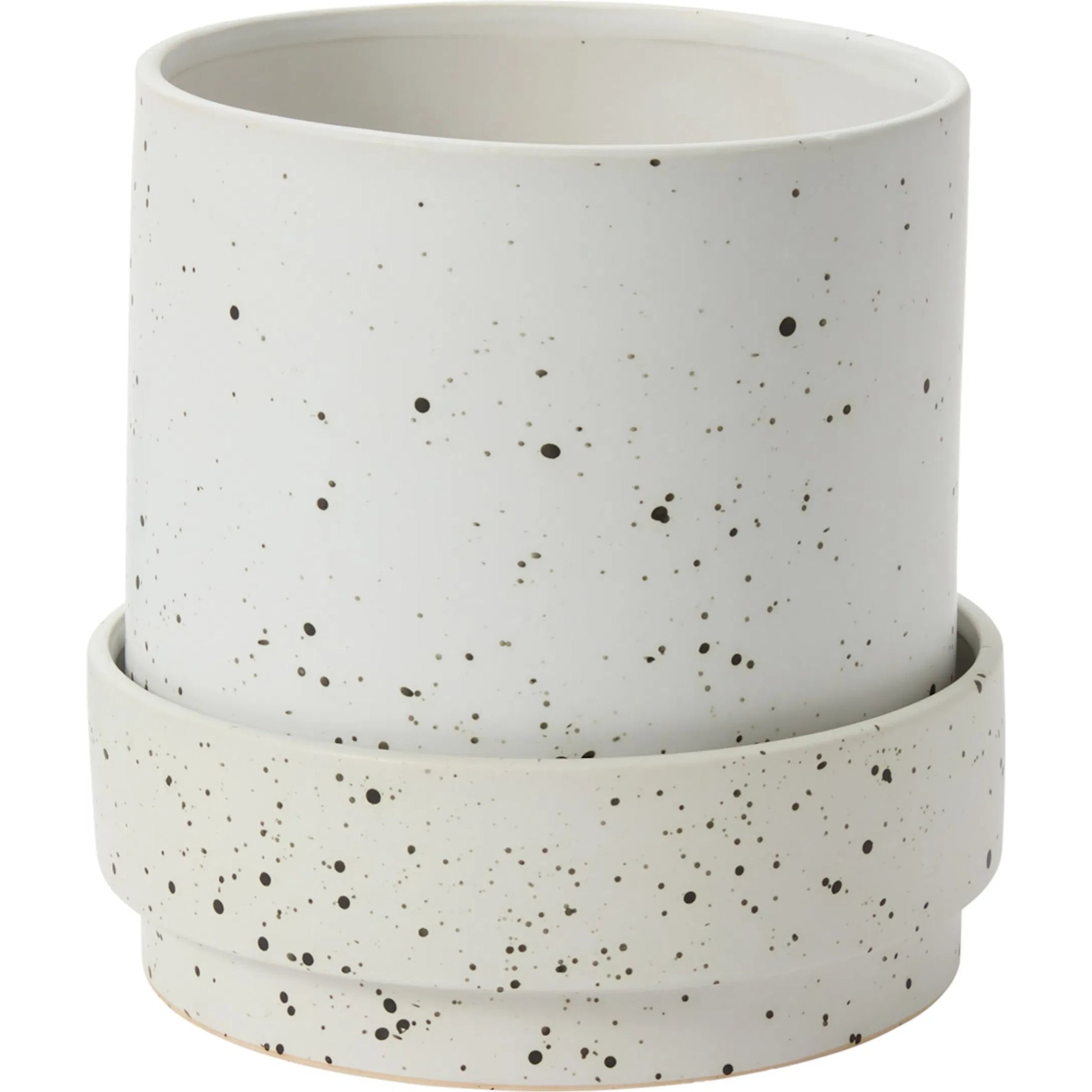 Claton Pot with Saucer by Accent Decor. Made from ceramic in a modern style.