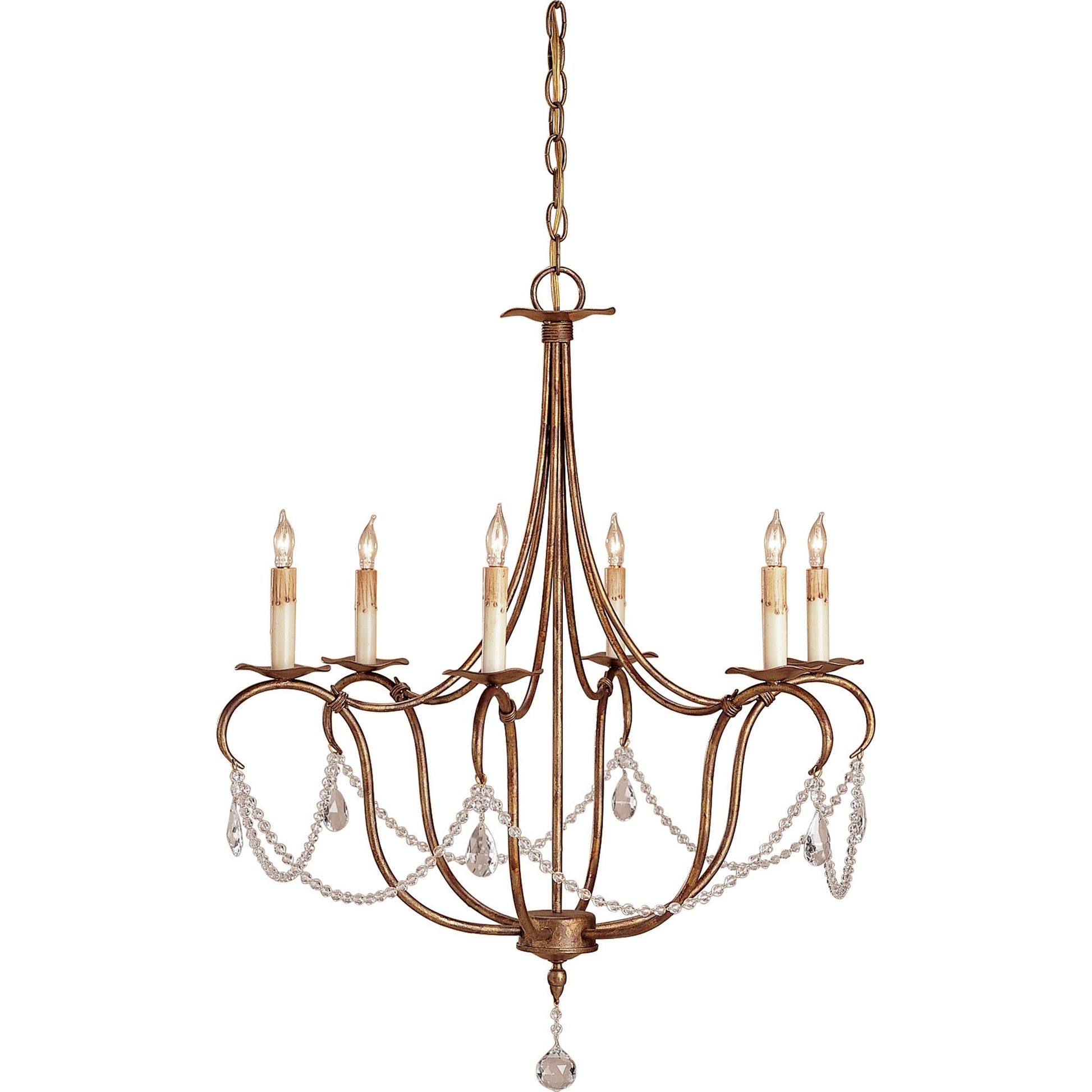 Crystal Light Chandelier by Currey and Company. Made from wrought iron, crystal in a traditional style.