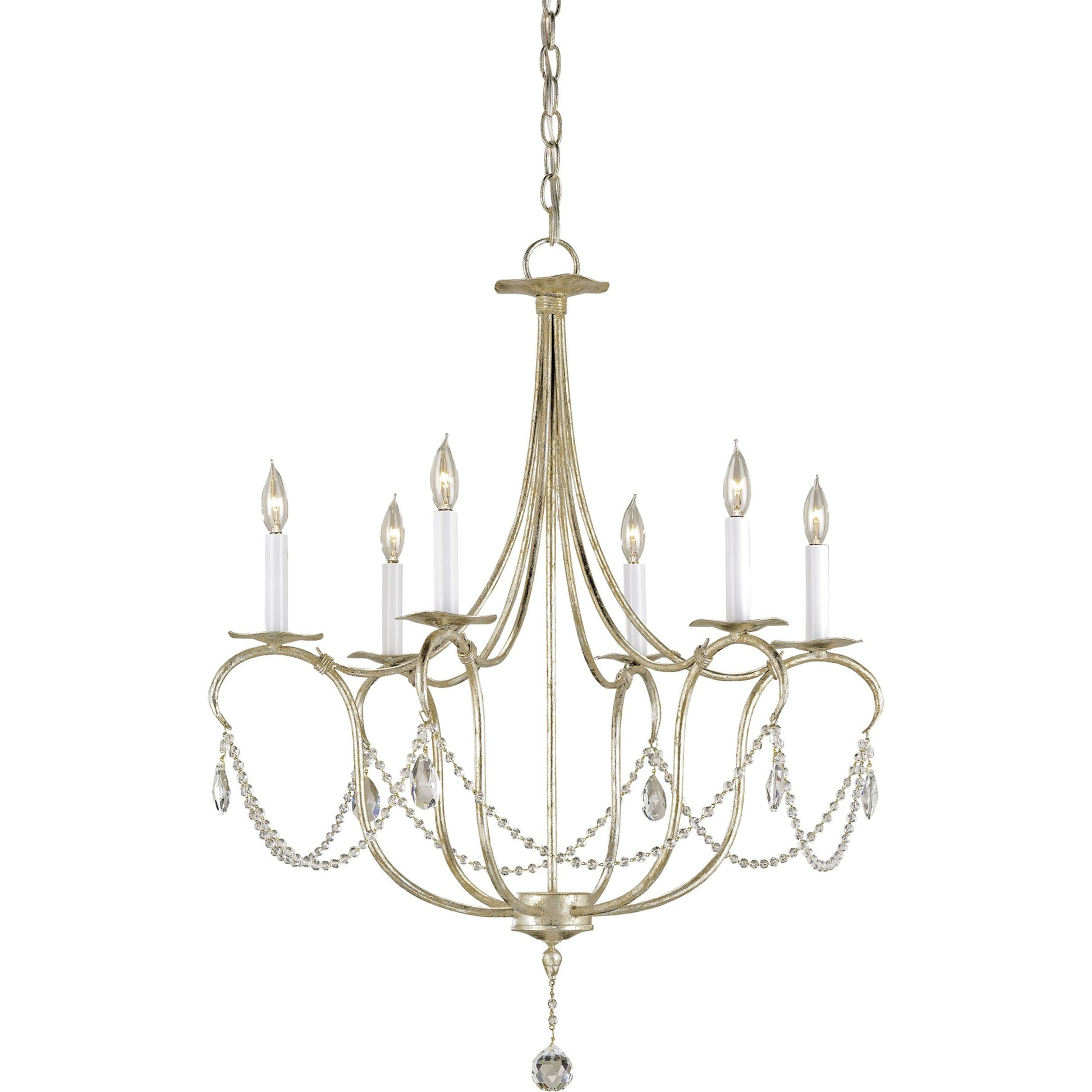 Crystal Light Chandelier by Currey and Company. Made from wrought iron, crystal in a traditional style.