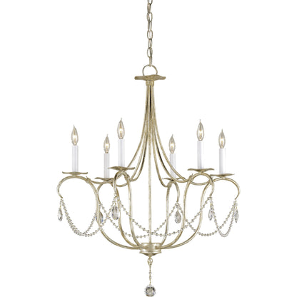 Crystal Light Chandelier by Currey and Company. Made from wrought iron, crystal in a traditional style.