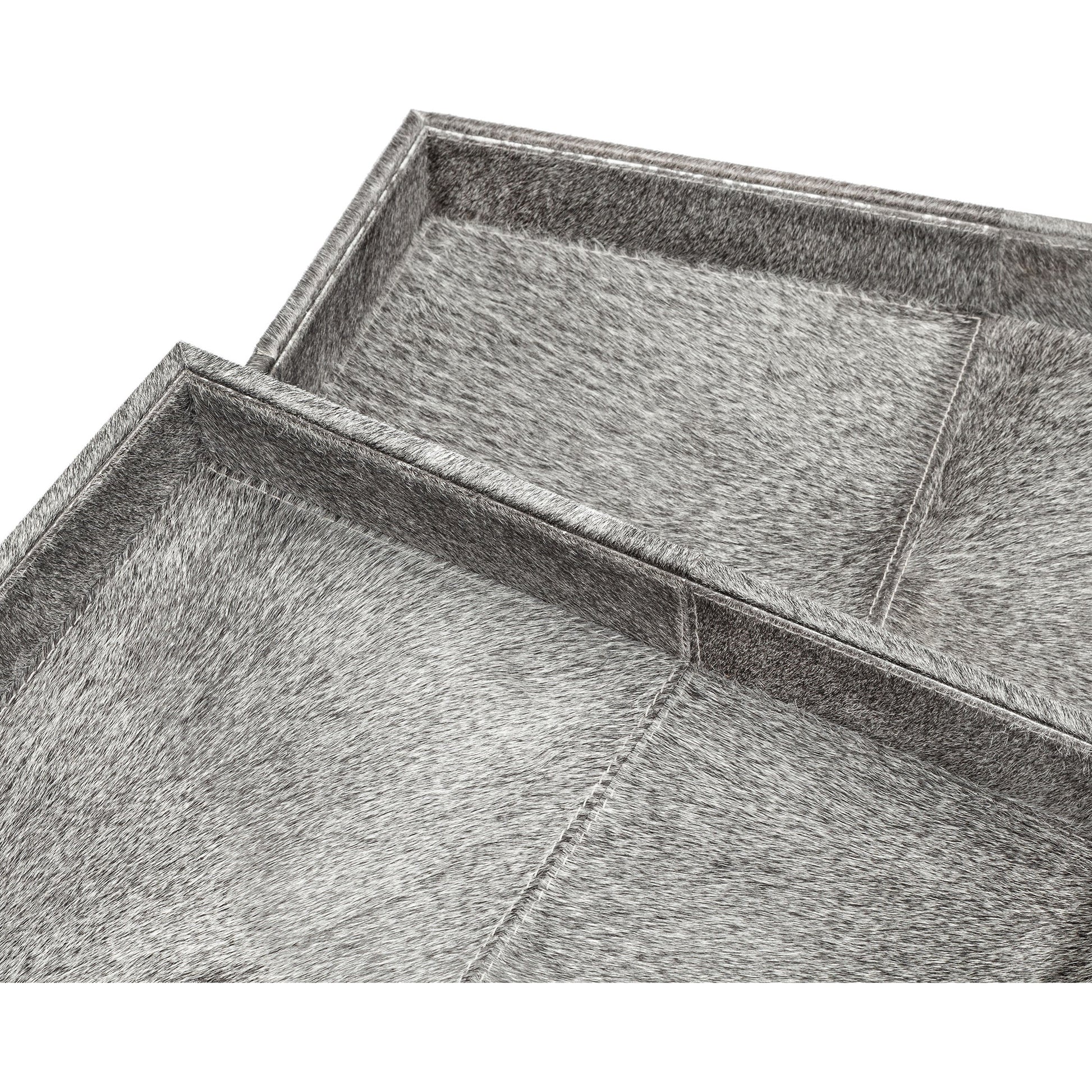 Nadine Rectangular Trays by Interlude Home in natural gray. Made from hide in a modern style.
