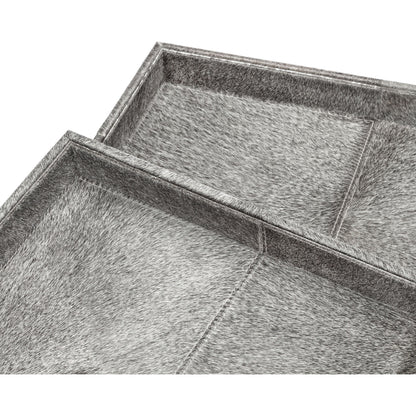 Nadine Rectangular Trays by Interlude Home in natural gray. Made from hide in a modern style.