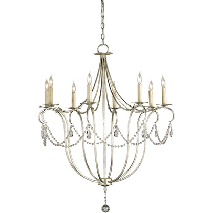 Crystal Light Chandelier by Currey and Company. Made from wrought iron, crystal in a traditional style.