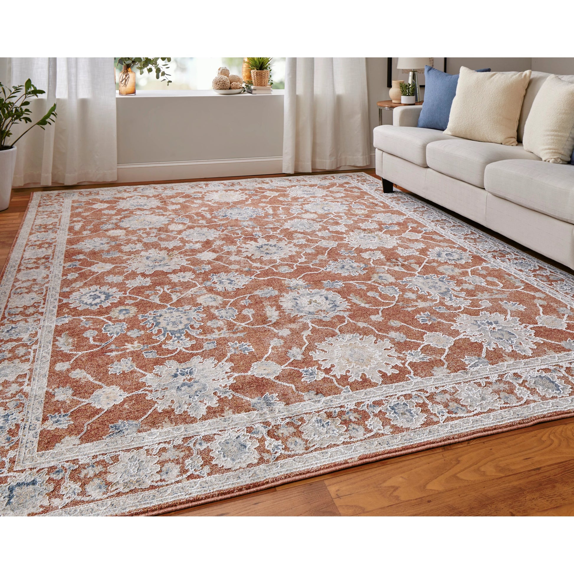 Pasha Transitional & Botanical Rug - 39M7F by Feizy. Made from polyester in a unique style.