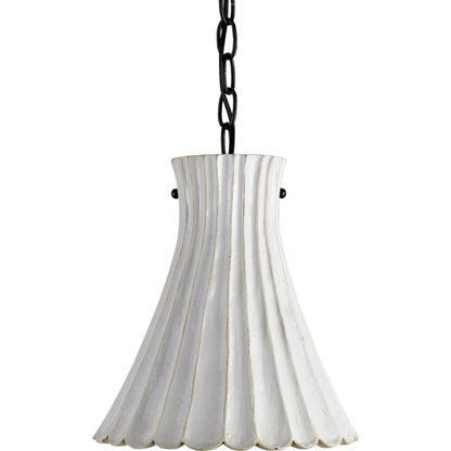 Jazz Pendant by Currey and Company in satin black, white crackle. Made from wrought iron, terracotta in a coastal style.