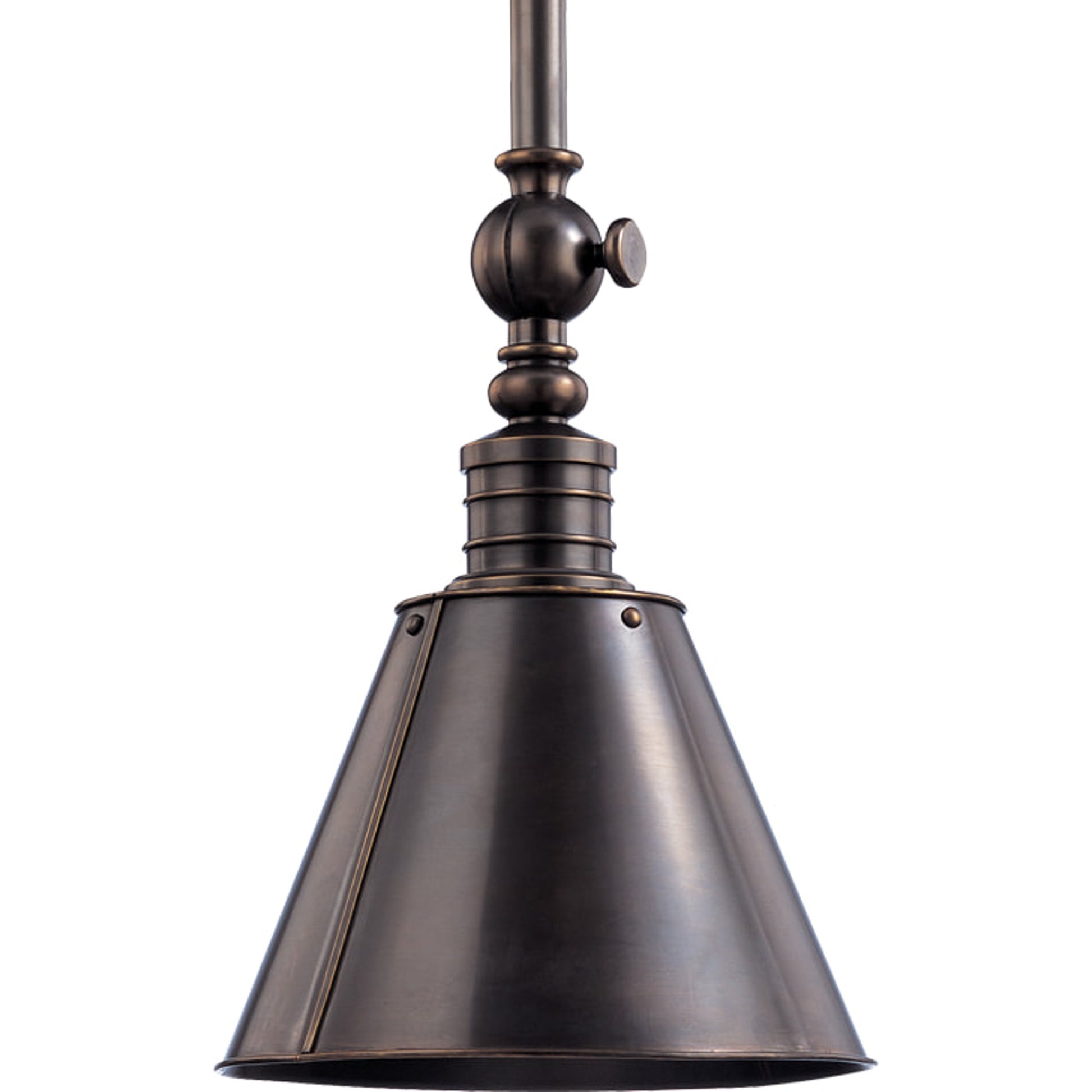 Darien Metal Pendant Light by Hudson Valley in distressed bronze. Made from brass in a rustic style.