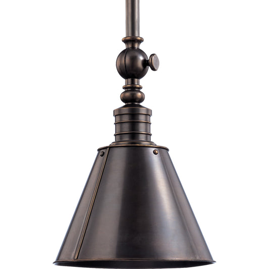 Darien Metal Pendant Light by Hudson Valley in distressed bronze. Made from brass in a rustic style.