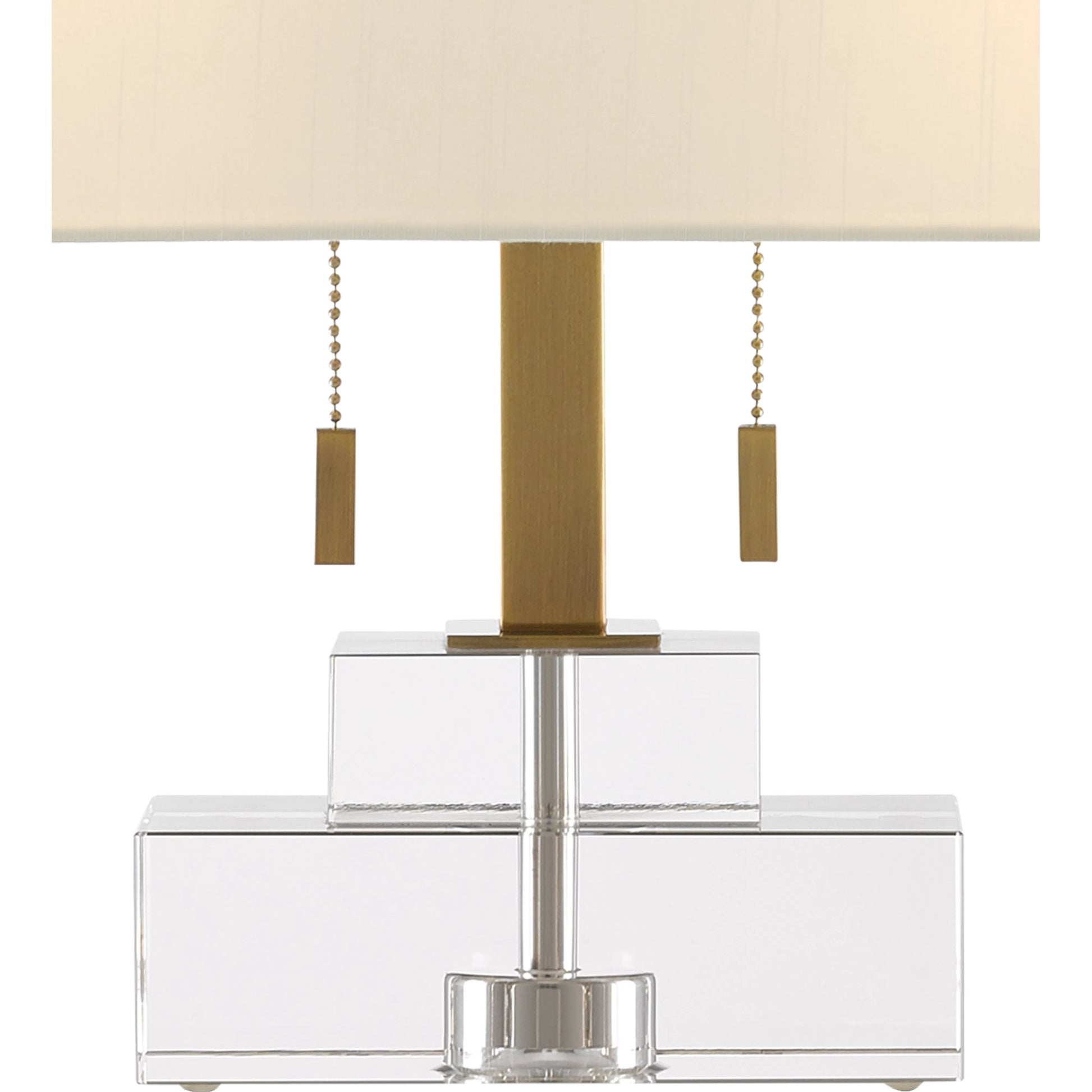 Chiara Table Lamp by Currey and Company in clear, antique brass. Made from optic crystal, metal in a transitional style.