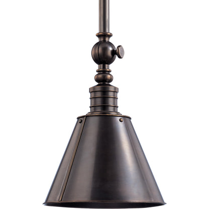 Darien Metal Pendant Light by Hudson Valley in distressed bronze. Made from brass in a rustic style.