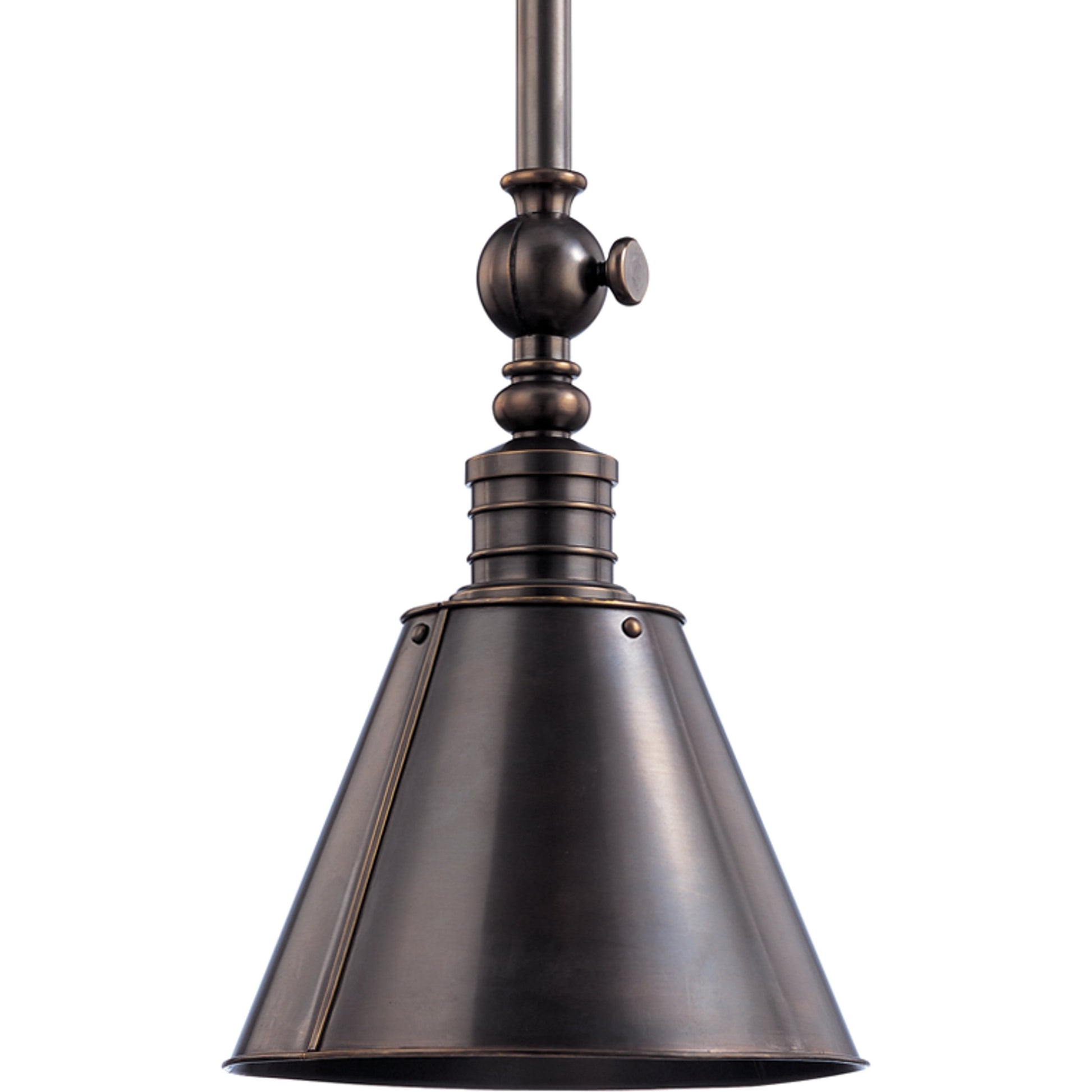 Darien Metal Pendant Light by Hudson Valley in distressed bronze. Made from brass in a rustic style.