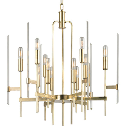 Bari Chandelier by Hudson Valley. Made from brass in a modern style.
