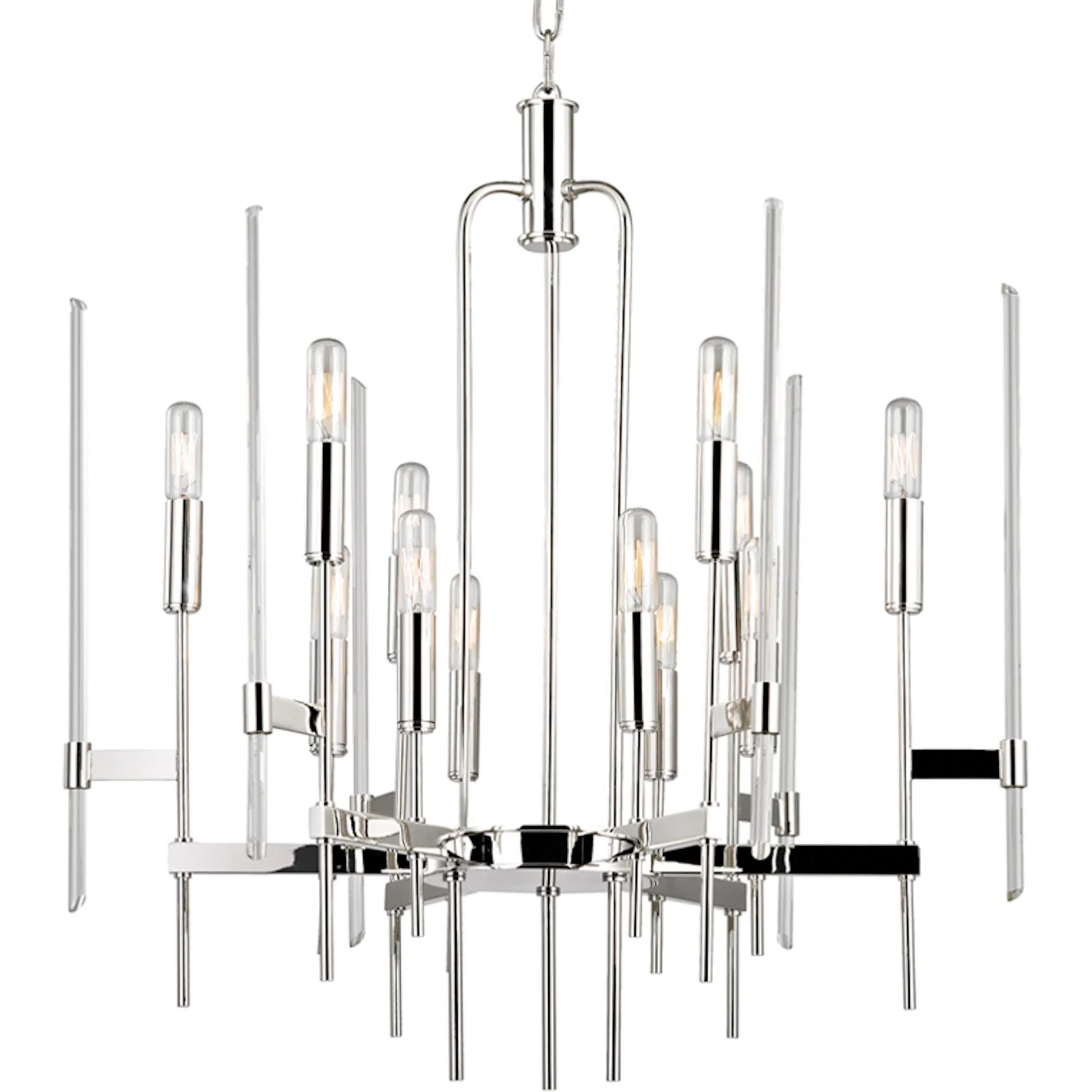 Bari Chandelier by Hudson Valley. Made from brass in a modern style.