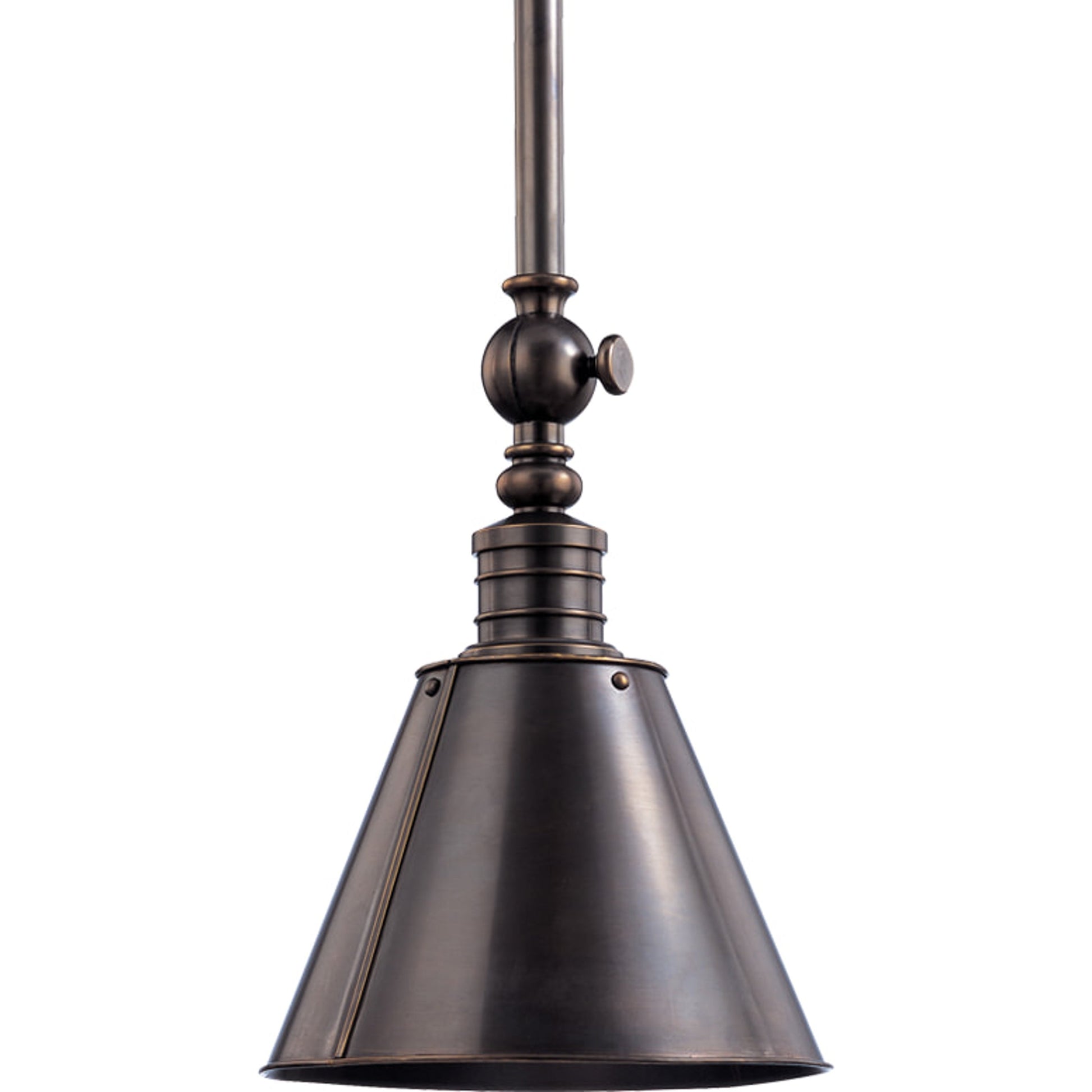 Darien Metal Pendant Light by Hudson Valley in distressed bronze. Made from brass in a rustic style.