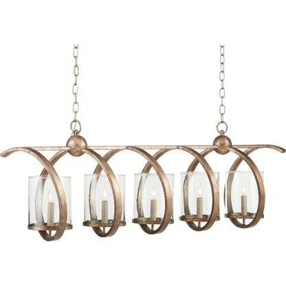 Maximus Chandelier by Currey and Company. Made from wrought iron, glass in a modern style.