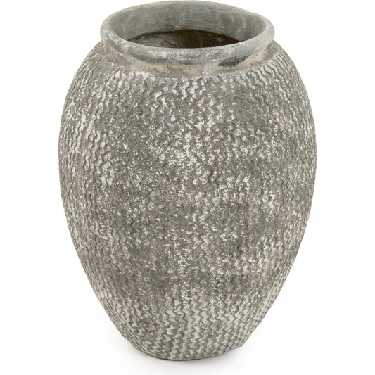 Distressed Cement Vase by Zentique in distressed gray and cement. Made from cement in a eclectic & global style.
