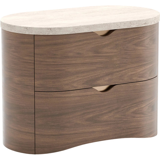 Fleur Nightstand by Caracole in gold and porcini. Made from stone in a transitional style.