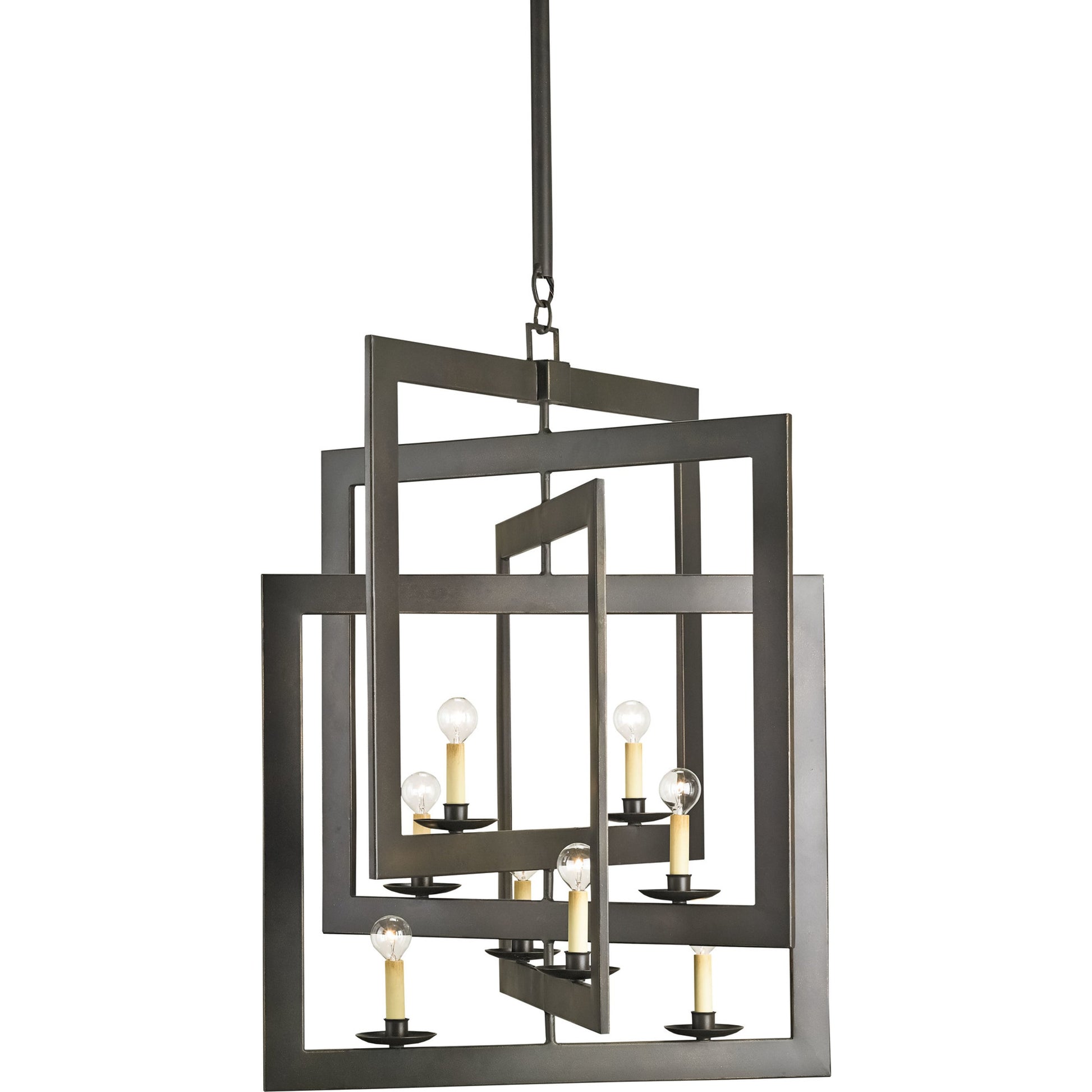 Middleton Chandelier by Currey and Company. Made from wrought iron in a modern style.