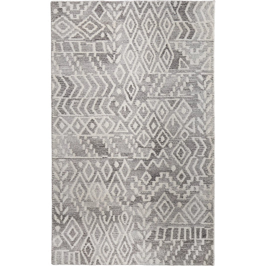 Asher Lustrous Wool Rug - 8771F by Feizy in gray, white. Made from wool, viscose in a unique style.