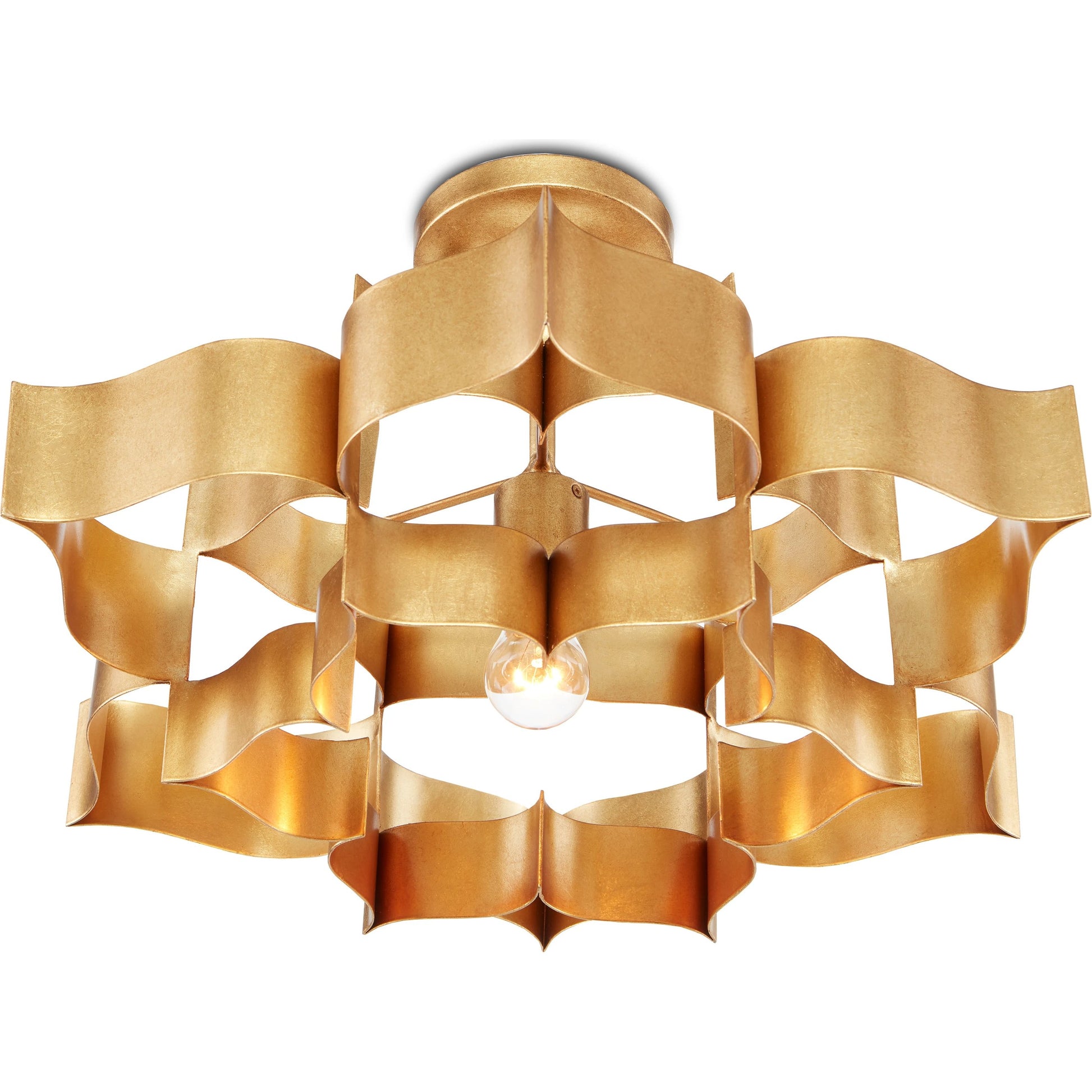 Grand Lotus Pendant/Semi-Flush Mount by Currey and Company. Made from wrought iron in a modern style.