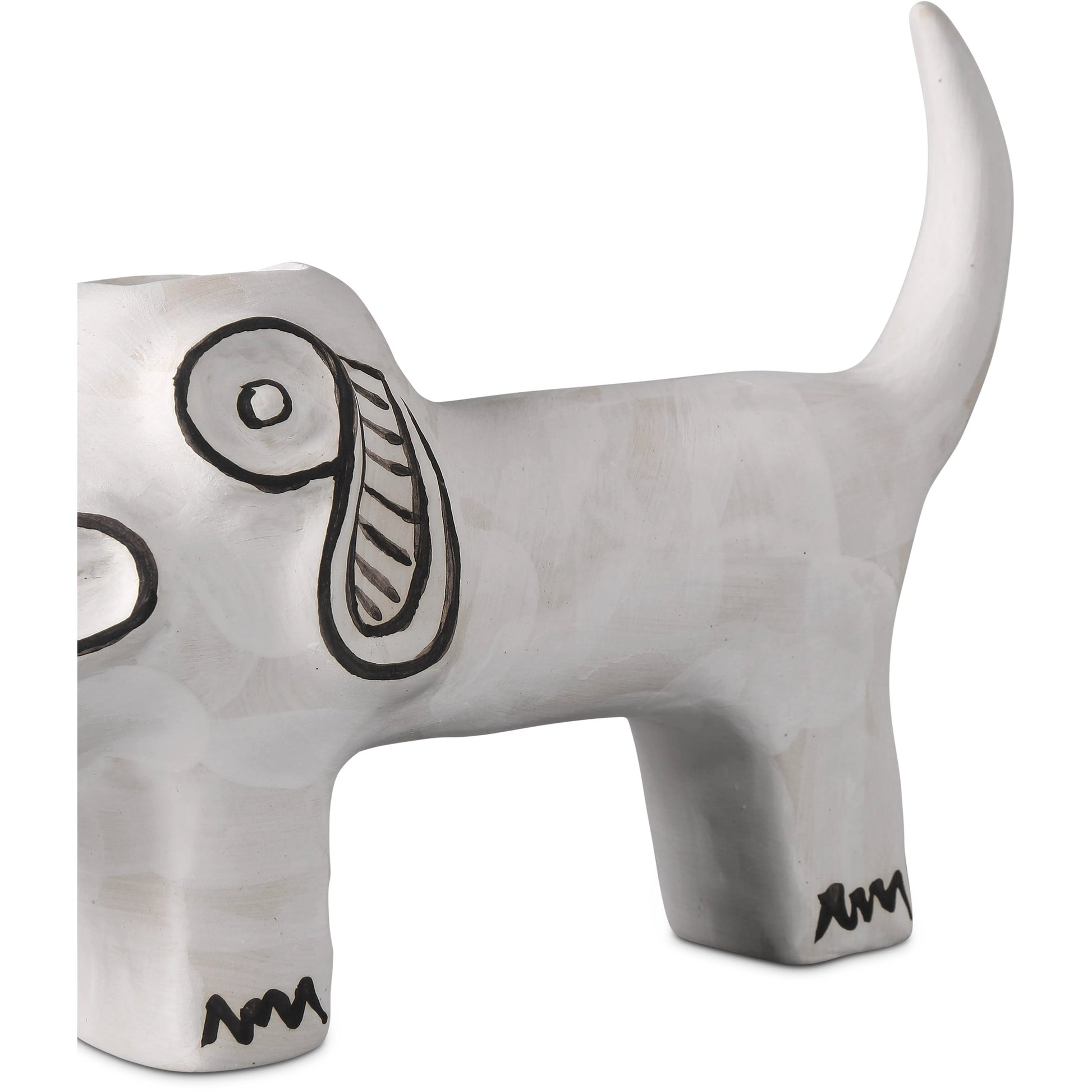 Spot the Dog by Currey and Company in washed white, black. Made from porcelain in a eclectic & global style.