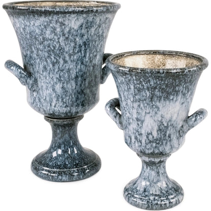 Distressed Blue Pitcher by Zentique in blue drip texture. Made from ceramic in a traditional style.