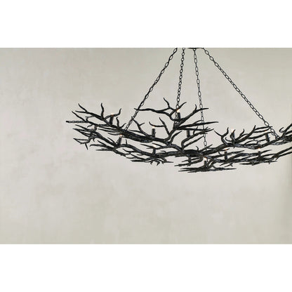 Rainforest Chandelier by Currey and Company in rustic bronze. Made from unique in a rustic style.