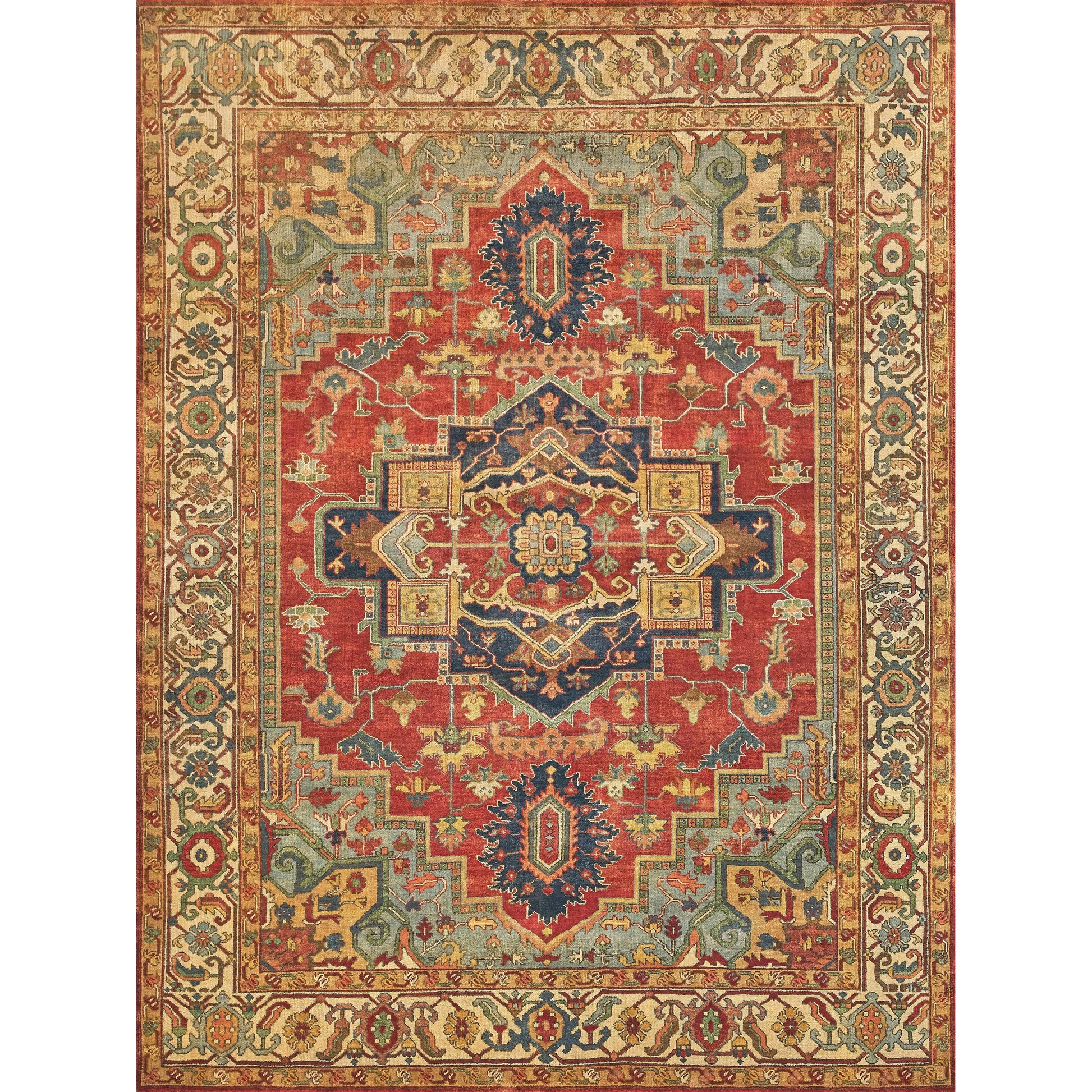 Antique Weave Serapi 9972 Rug by Exquisite Rugs in rust, blue. Made from new zealand wool in a unique style.