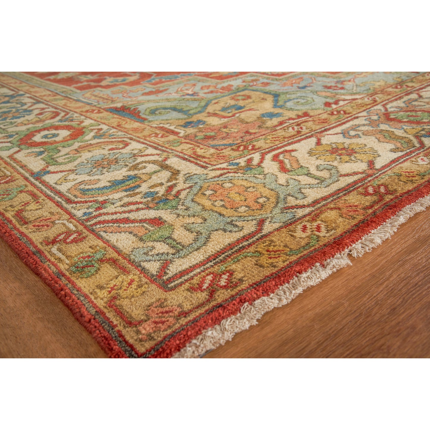 026 SI-2385793 | Closeup | Antique Weave Serapi 9972 Rug by Exquisite Rugs in rust, blue. Made from new zealand wool in a unique style.