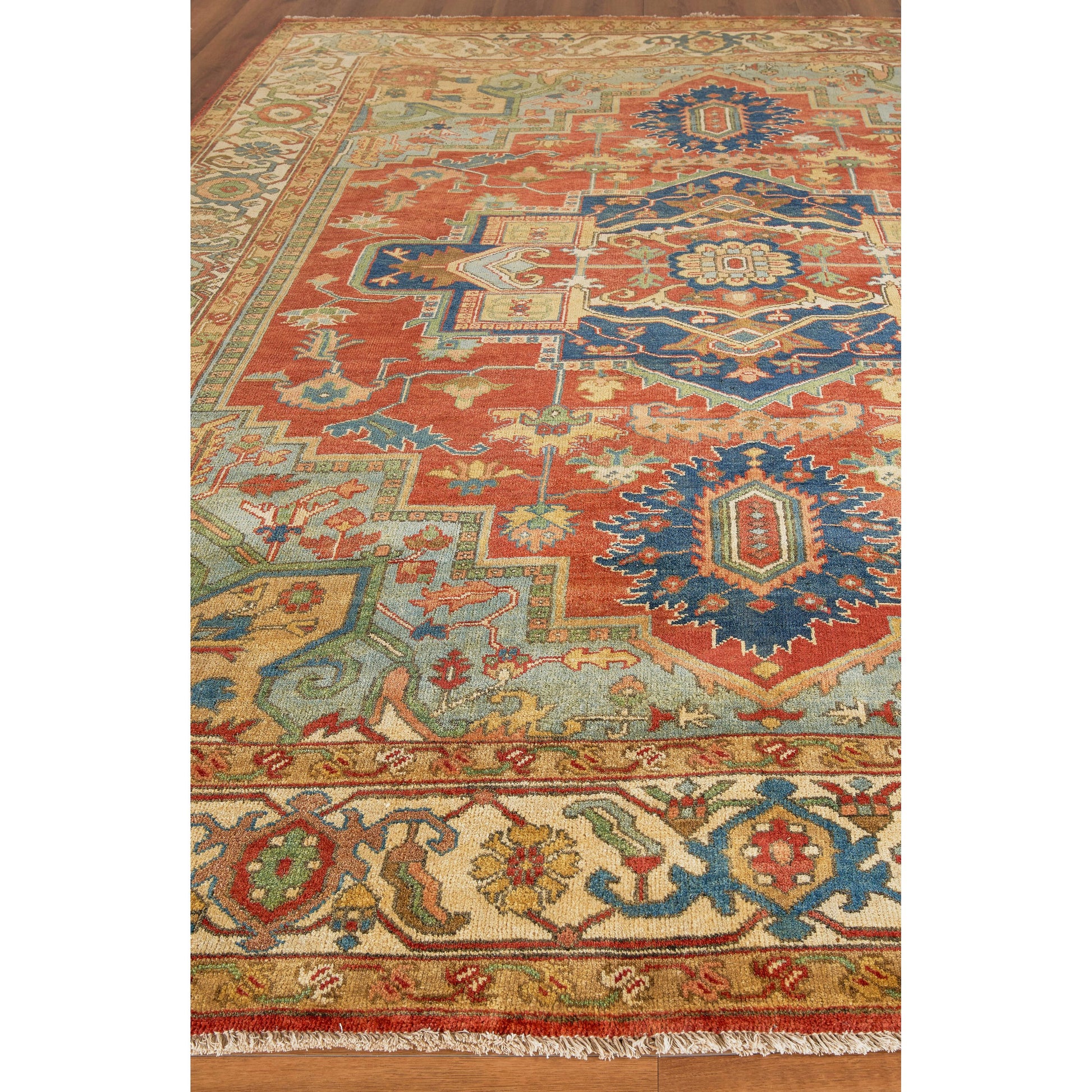 Antique Weave Serapi 9972 Rug by Exquisite Rugs in rust, blue. Made from new zealand wool in a unique style.