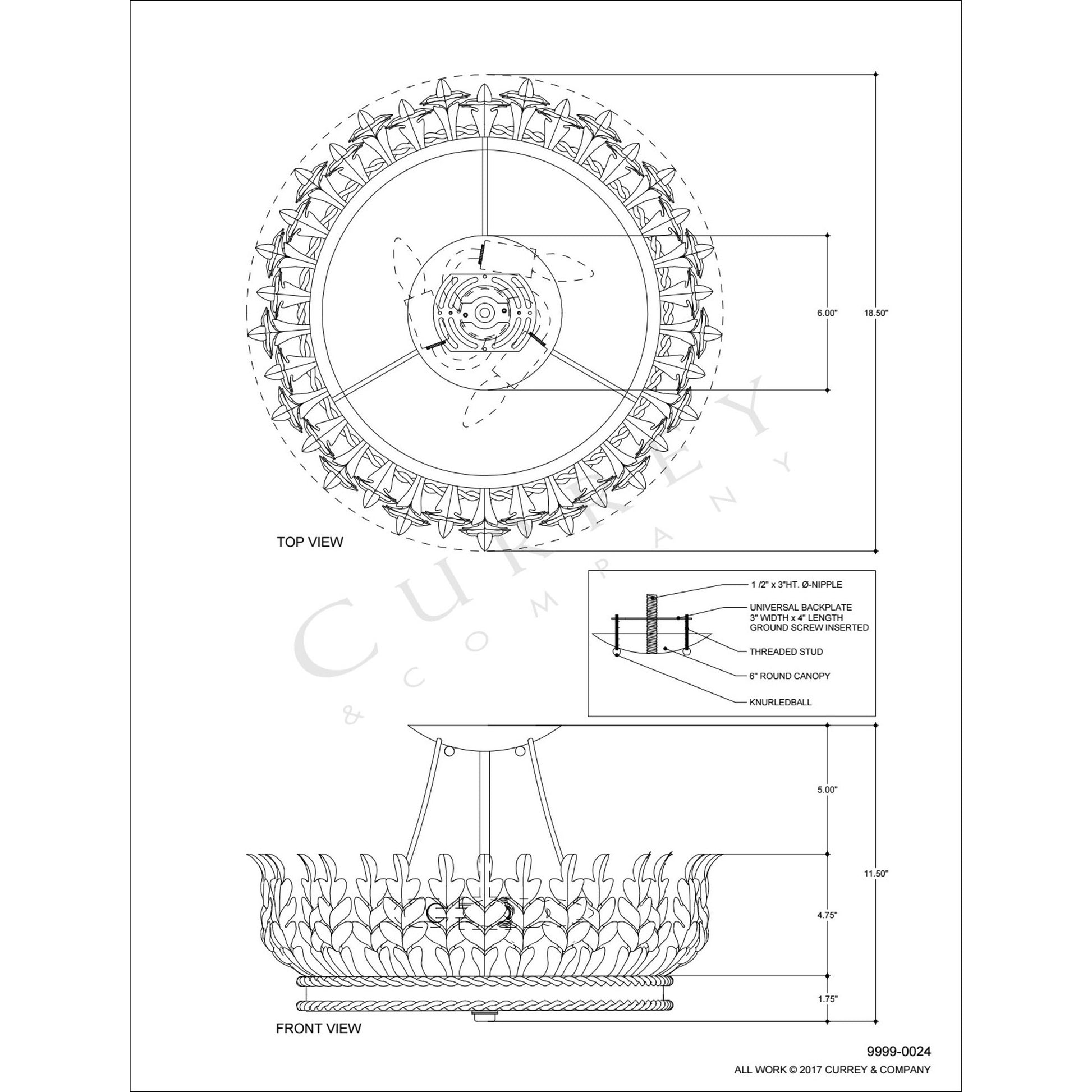 Biddulph Semi-Flush Mount by Currey and Company in gold leaf, white. Made from wrought iron, acrylic in a traditional style.