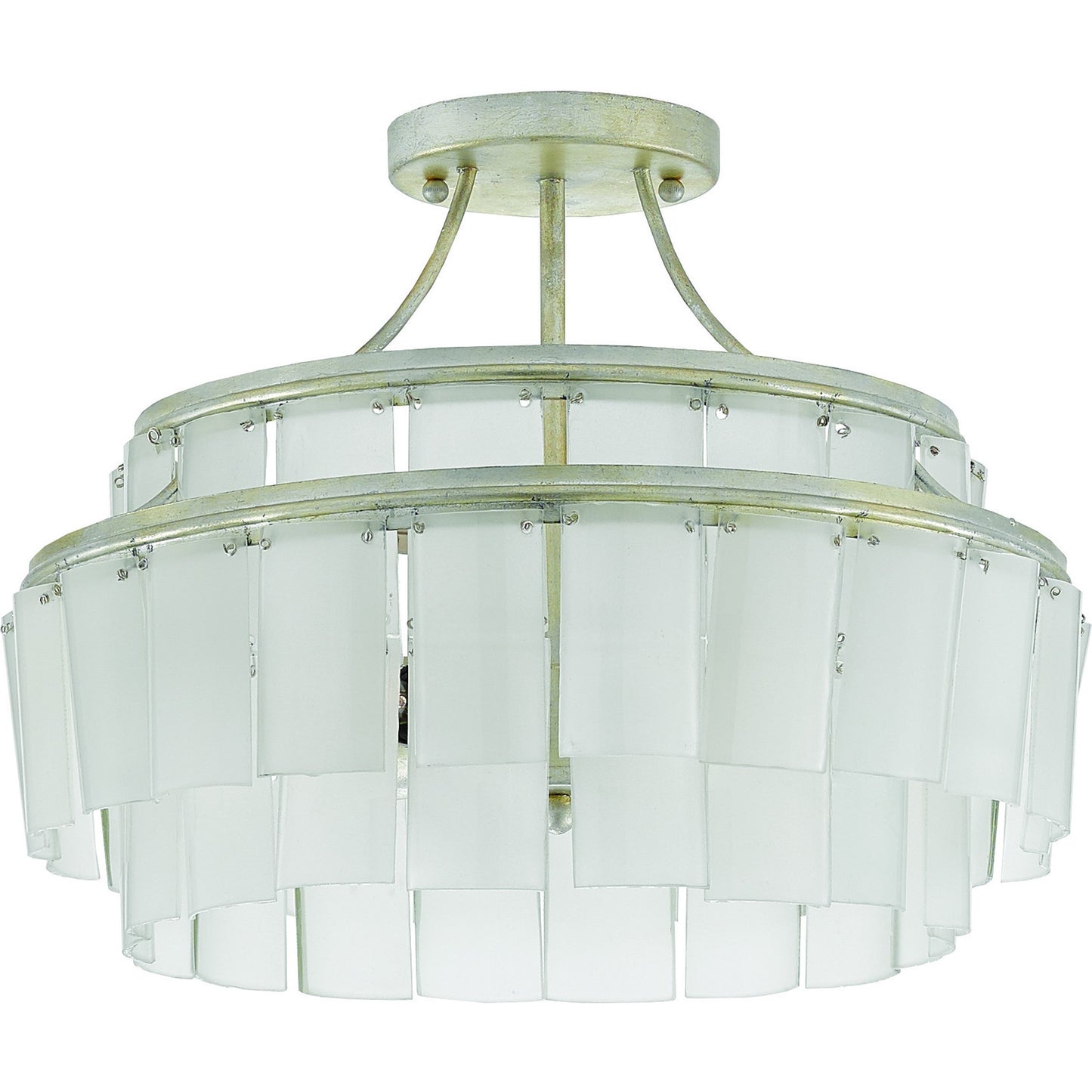 001 S-224023 | Additional Silo | Vintner Blanc Semi-Flush Mount by Currey and Company in contemporary silver leaf, opaque white. Made from wrought iron, recycled bottle glass in a traditional style.
