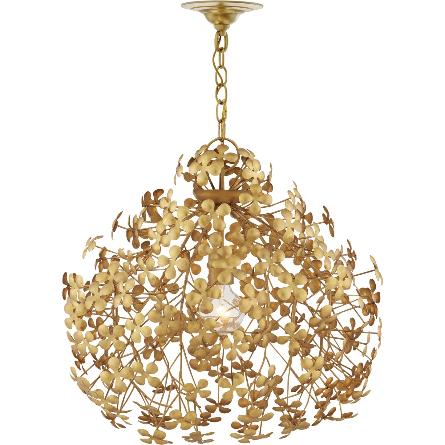 009 SI-2007704 | Additional Silo | Cloverfield Pendant by Currey and Company in contemporary gold leaf. Made from wrought iron in a modern style.