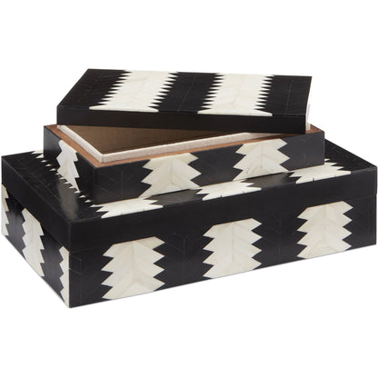 Arrow Box Set by Currey and Company in black, white, natural. Made from bone, wood, composite, fabric in a modern style.