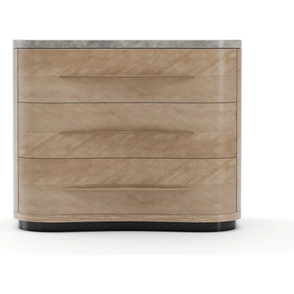 Nomadic Nightstand by Caracole in gray, marble, bronze and chocolate koto. Made from marble in a transitional style.
