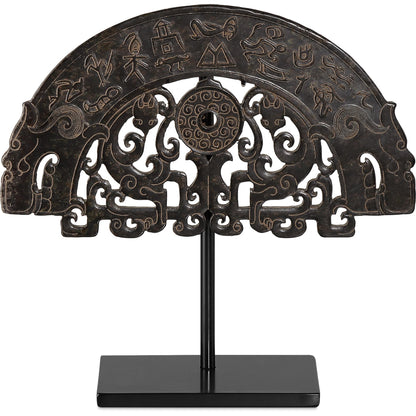 Han Dynasty Jade Jewel by Currey and Company in bronze, black. Made from stoneware, metal in a eclectic & global style.
