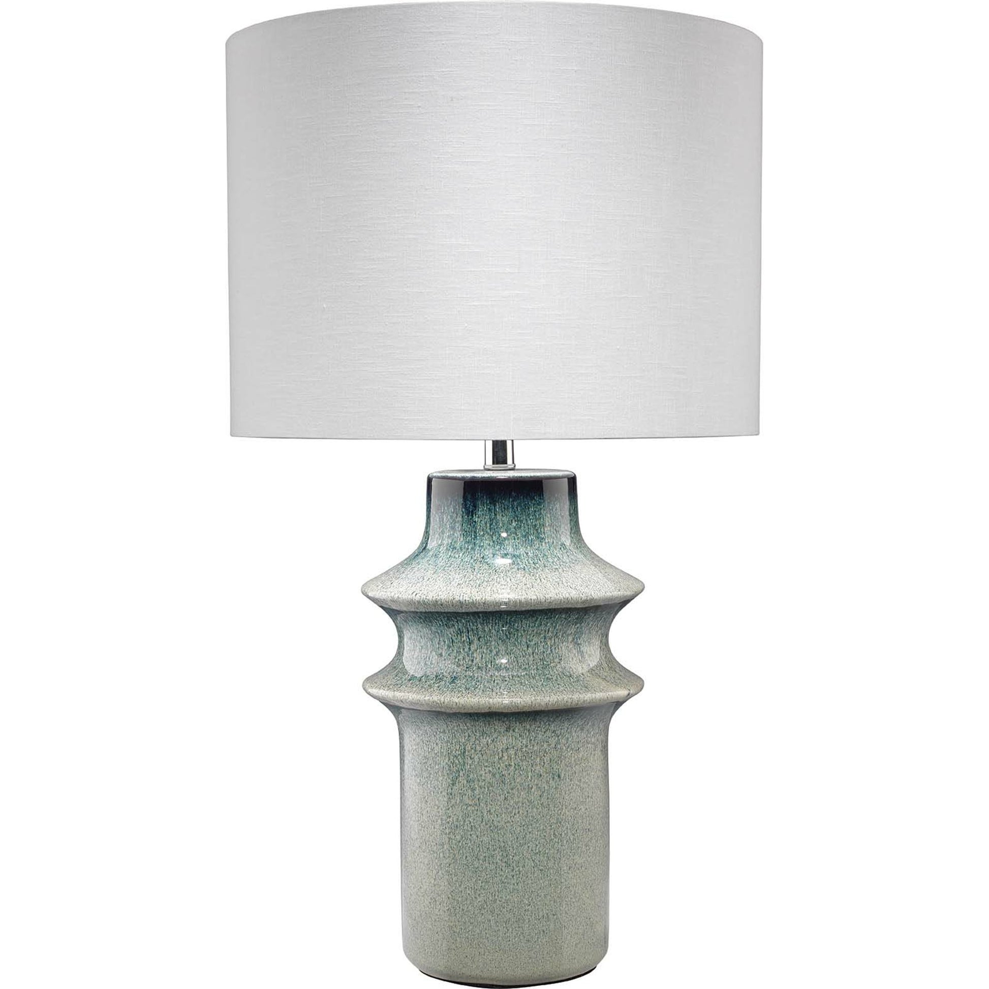 Cymbals Table Lamp by Jamie Young in blue reactive glaze. Made from ceramic in a eclectic & global style.