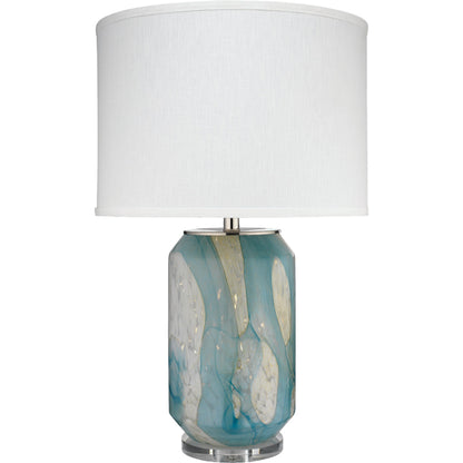 Helen Table Lamp by Jamie Young in pale blue. Made from glass, acrylic in a coastal style.